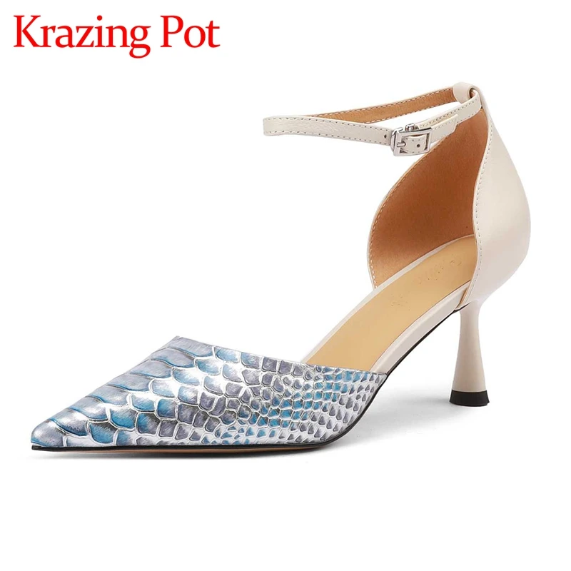 Krazing pot full grain leather pointed toe stiletto high heels side air beauty lady European style summer basic women pumps L16
Krazing pot full grain leather pointed toe stiletto high heels side air beauty lady European style summer basic women pumps L16