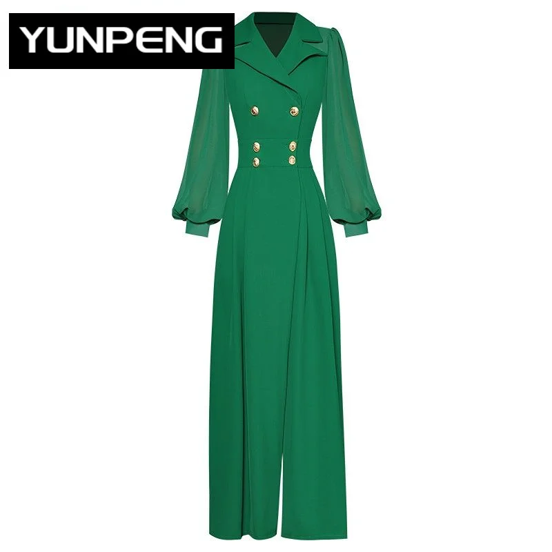 2023 Runway Luxury Design Spring Pink Jumpsuit Women Turn-down Collar Lantern Sleeve Double-breasted Wide leg trousers Bodysuit
2023 Runway Luxury Design Spring Pink Jumpsuit Women Turn-down Collar Lantern Sleeve Double-breasted Wide leg trousers Bodysuit