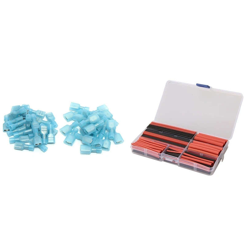 JFBL Hot 150Pcs 2:1 Black Red Polyolefin Heat Shrink Tubing Tube & 50Pcs Female & Male Fully Insulated Wire Terminals Connector
JFBL Hot 150Pcs 2:1 Black Red Polyolefin Heat Shrink Tubing Tube & 50Pcs Female & Male Fully Insulated Wire Terminals Connector