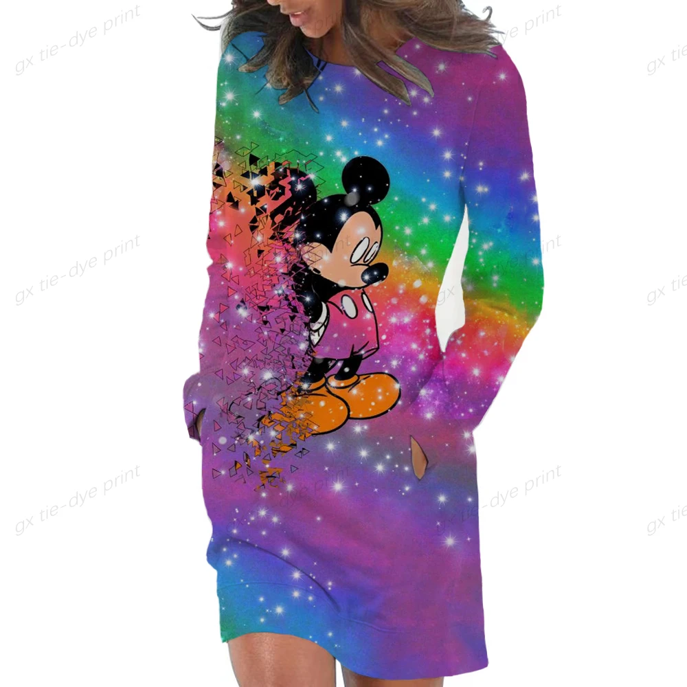 Disney Minnie Mickey Print Women's Casual Long Pullover Sweatshirt Dress Long Sleeve Cartoon Mini Sweater Dresses with Pockets 
Disney Minnie Mickey Print Women's Casual Long Pullover Sweatshirt Dress Long Sleeve Cartoon Mini Sweater Dresses with Pockets