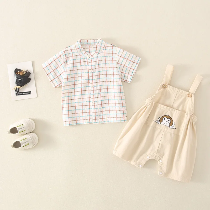 Newborn Baby Clothes Sets Summer 2022 Baby Boys Plaid Top Cartoon Overalls 2 PCS Suit Short Sleeve Cotton Infant Costume Rompers
Newborn Baby Clothes Sets Summer 2022 Baby Boys Plaid Top Cartoon Overalls 2 PCS Suit Short Sleeve Cotton Infant Costume Rompers