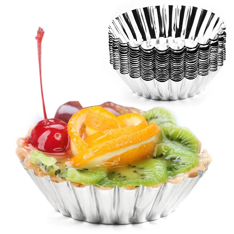 

10 Pcs Reusable Silver Stainless Steel Cupcake Egg Tart Mold Cookie Pudding Mould Nonstick Cake Egg Baking Mold Pastry Tools