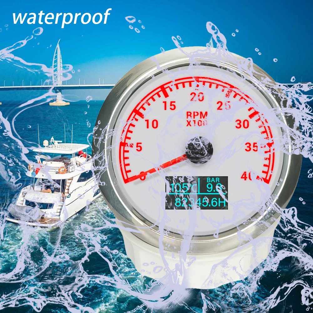 Car Boat 85mm 3 in 1 Tachometer 3000 4000 6000 7000 8000RPM with Oil Pressure Hours Water Temp Meter with 7 Colors Backlight
Car Boat 85mm 3 in 1 Tachometer 3000 4000 6000 7000 8000RPM with Oil Pressure Hours Water Temp Meter with 7 Colors Backlight