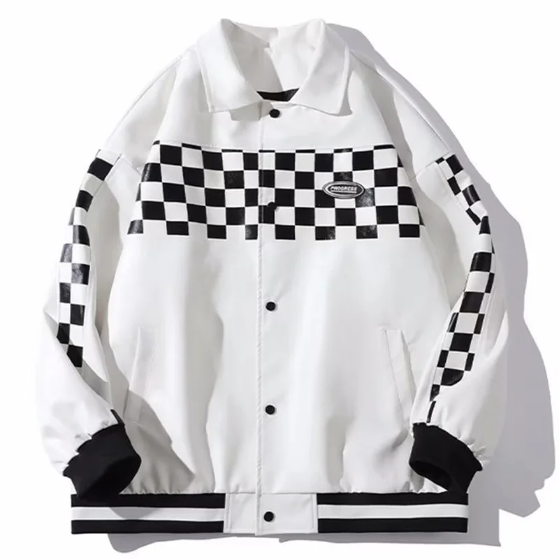 PU Leather Jacket Men Black Checkerboard Printed Patchwork Motorcycle Biker Fashion Male Bomber Baseball Coat Unisex 2023
PU Leather Jacket Men Black Checkerboard Printed Patchwork Motorcycle Biker Fashion Male Bomber Baseball Coat Unisex 2023