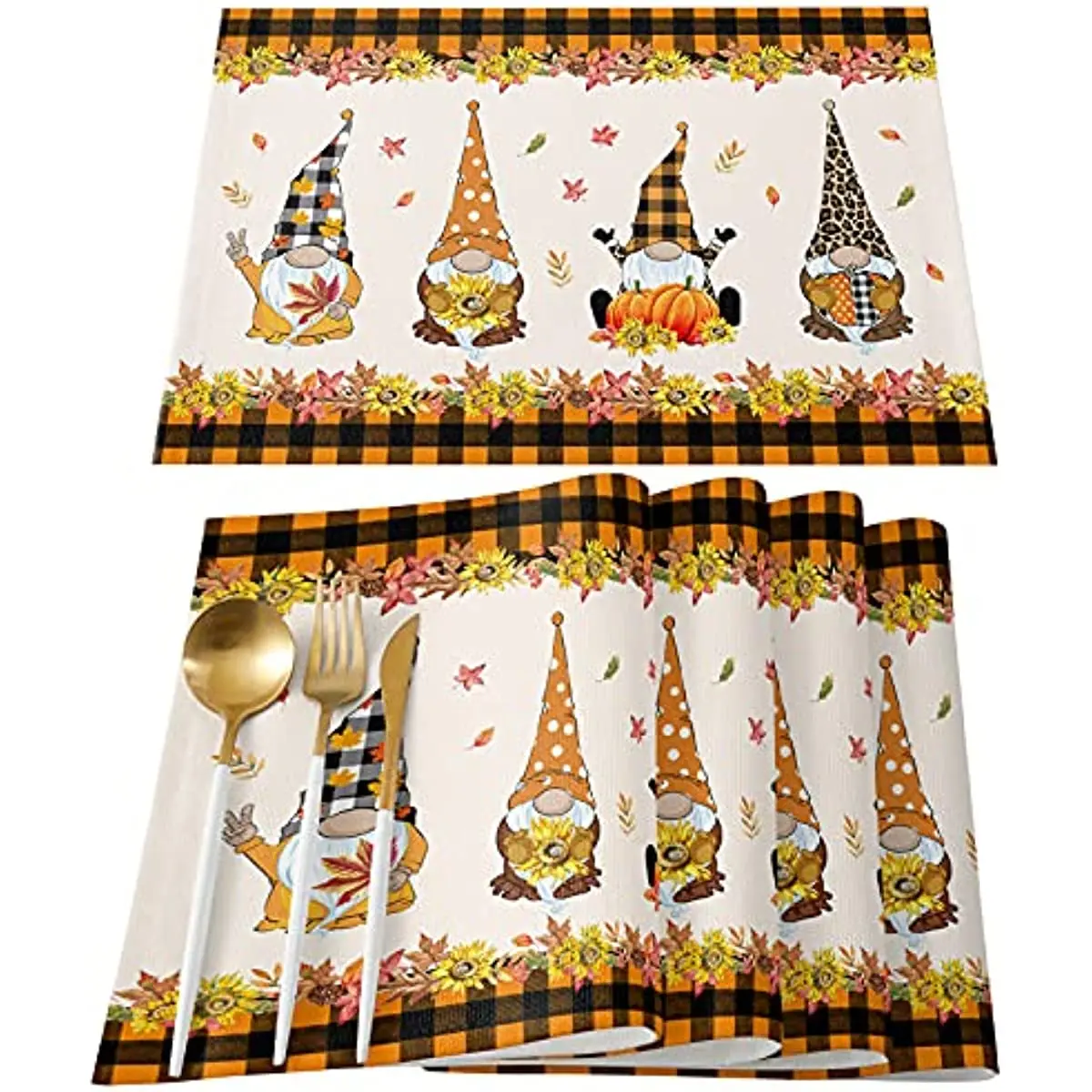 Pumpkin Thanksgiving Gnome Black Orange Plaid Heat-Resistant Washable Place Mats Non Slip, Table Mats for Dinner Table Kitchen
Pumpkin Thanksgiving Gnome Black Orange Plaid Heat-Resistant Washable Place Mats Non Slip, Table Mats for Dinner Table Kitchen