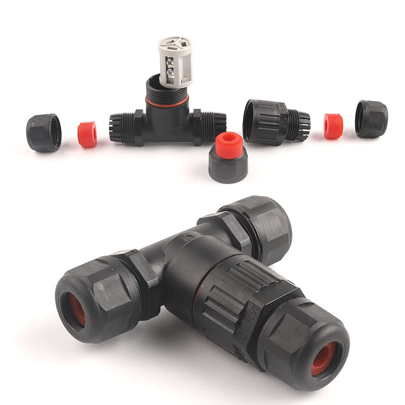 IP68 T Shape Waterproof Terminals 3 Pin Cable Wire Gland Sleeve Connectors Fast Screw connection Outdoor waterproof connector
IP68 T Shape Waterproof Terminals 3 Pin Cable Wire Gland Sleeve Connectors Fast Screw connection Outdoor waterproof connector