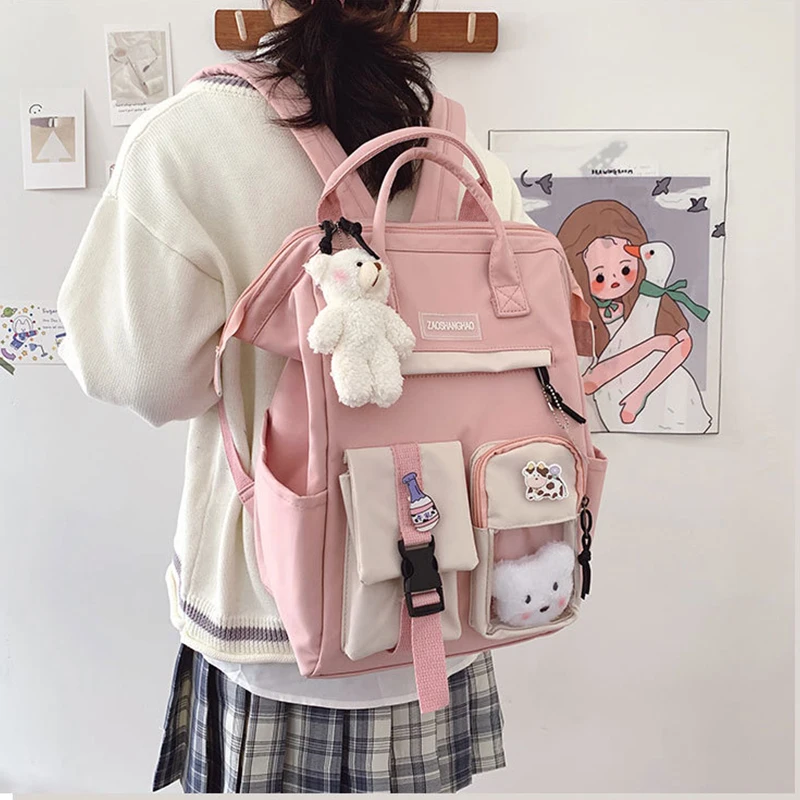 Nylon Pink Women Backpack for School Teenagers Girls Cute Sweet High School Backpack College Student Bookbag 2022 Japanese Style
Nylon Pink Women Backpack for School Teenagers Girls Cute Sweet High School Backpack College Student Bookbag 2022 Japanese Style