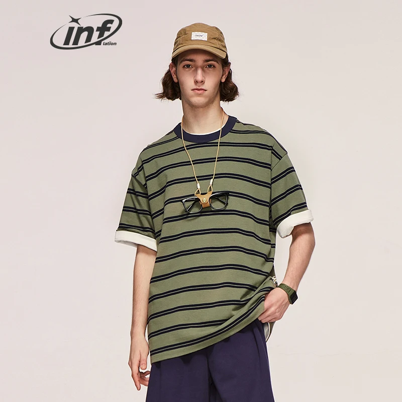 INFLATION Classical Striped T-shirts Men Basic Heavyweight Cotton Tees Unisex Oversized Drop Shoulder Tops
INFLATION Classical Striped T-shirts Men Basic Heavyweight Cotton Tees Unisex Oversized Drop Shoulder Tops