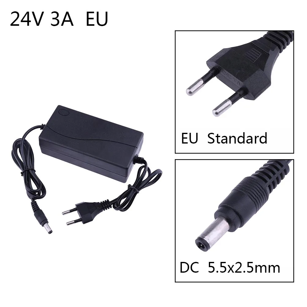 24V 3A AC to DC Power Supply Adapter EU 5.5x2.5mm for LED Light Belt Water Pump Printer Power Supply Accessories
24V 3A AC to DC Power Supply Adapter EU 5.5x2.5mm for LED Light Belt Water Pump Printer Power Supply Accessories
