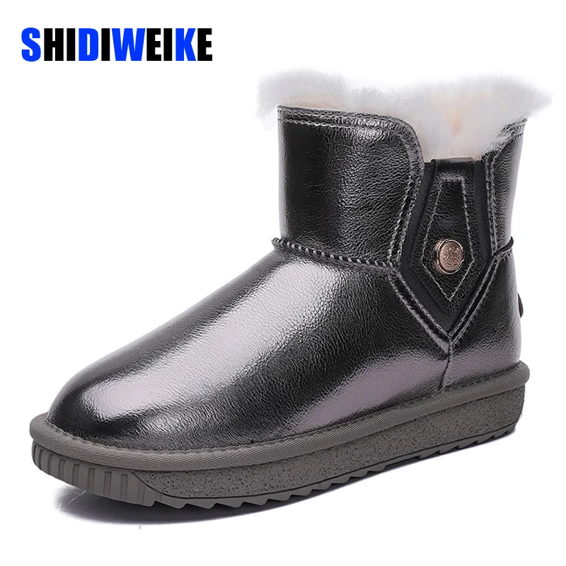 Waterproof Sheepksin Leather Shearling Wool Fur Lined Short Winter Boots Women Ankle Snow Boots Silver black AD2451
Waterproof Sheepksin Leather Shearling Wool Fur Lined Short Winter Boots Women Ankle Snow Boots Silver black AD2451