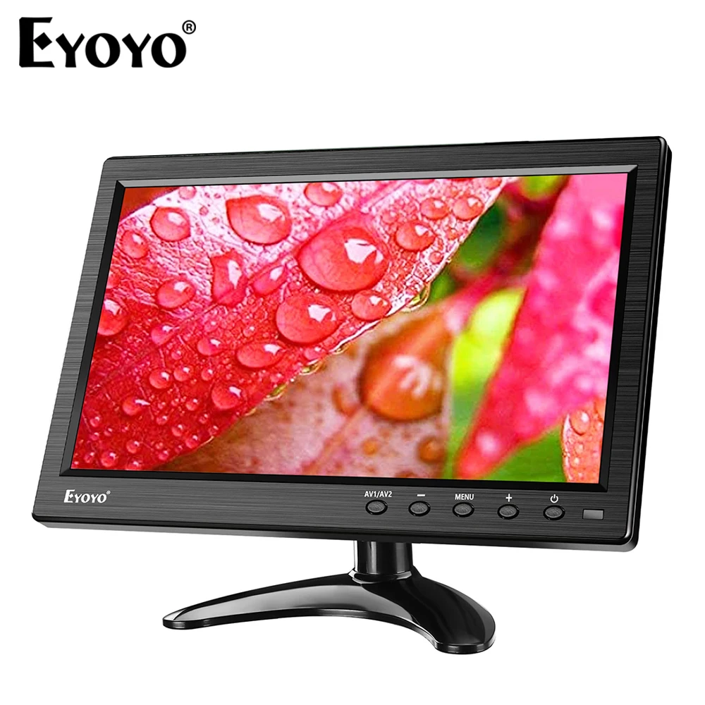 

Eyoyo EM10M 10 Inch Monitor 1024x600 Display HD TFT LED Screen Support AV VGA BNC Video Input for CCTV DVD PC DVR with Speaker