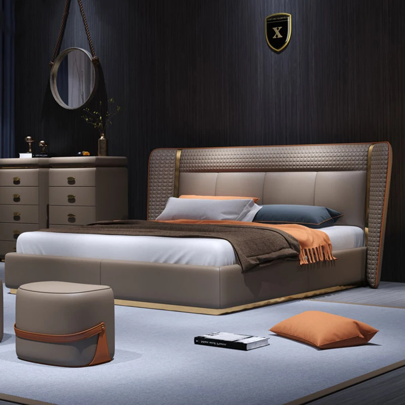 Nordic Designer Bedroom Set Bed Modern Genuine Leather 2 Personnes Wood Bed Frame King Size Night Stand Cama Home Furniture
Nordic Designer Bedroom Set Bed Modern Genuine Leather 2 Personnes Wood Bed Frame King Size Night Stand Cama Home Furniture