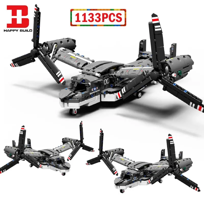 Happy Build Osprey Fighter WW2 Military Aircraft Building Blocks City Airplane Weapon Model Bricks Toys for Kids Gifts
Happy Build Osprey Fighter WW2 Military Aircraft Building Blocks City Airplane Weapon Model Bricks Toys for Kids Gifts