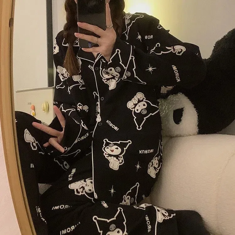 Kawaii Sanrioed Anime Cartoon series Kuromi Pajamas Women's New Spring Autumn Summer Long Sleeve Cotton Homewear Set Gift
Kawaii Sanrioed Anime Cartoon series Kuromi Pajamas Women's New Spring Autumn Summer Long Sleeve Cotton Homewear Set Gift