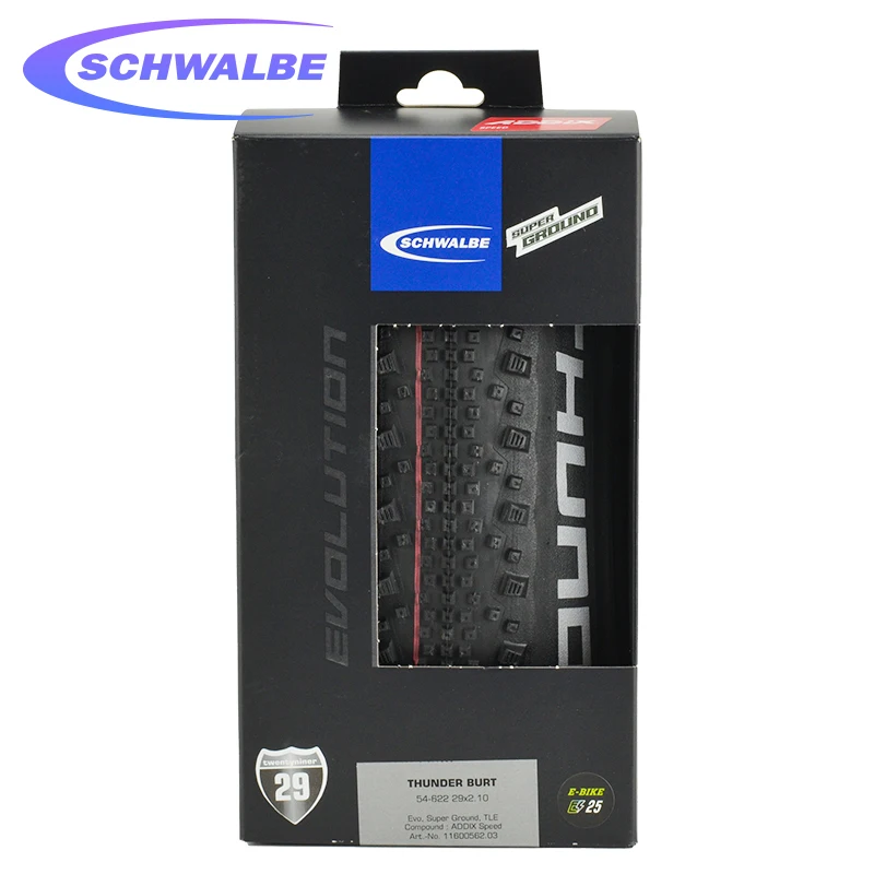 SCHWALBE THUNDER BURT 29x2.10 Bike Tire 29"Inch 54-622 Black Folding Tubeless MTB XC Tracks Off-Road Bicycle Tire with Red Line
SCHWALBE THUNDER BURT 29x2.10 Bike Tire 29"Inch 54-622 Black Folding Tubeless MTB XC Tracks Off-Road Bicycle Tire with Red Line