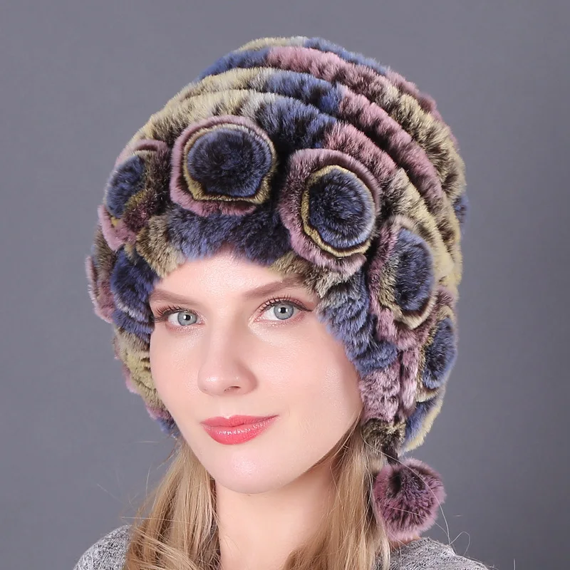 Women Fur Hat for Winter Natural Rex Rabbit Cap Russian Female Fur Headgear Outdoor Ear Warm Rose Flowers Multiple Beanies Caps
Women Fur Hat for Winter Natural Rex Rabbit Cap Russian Female Fur Headgear Outdoor Ear Warm Rose Flowers Multiple Beanies Caps