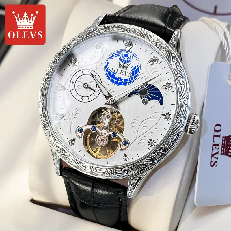 Часы-скелетоны Мужские механические, водонепроницаемые, с кожаным ремешком 
Часы-скелетоны Мужские механические, водонепроницаемые, с кожаным ремешком