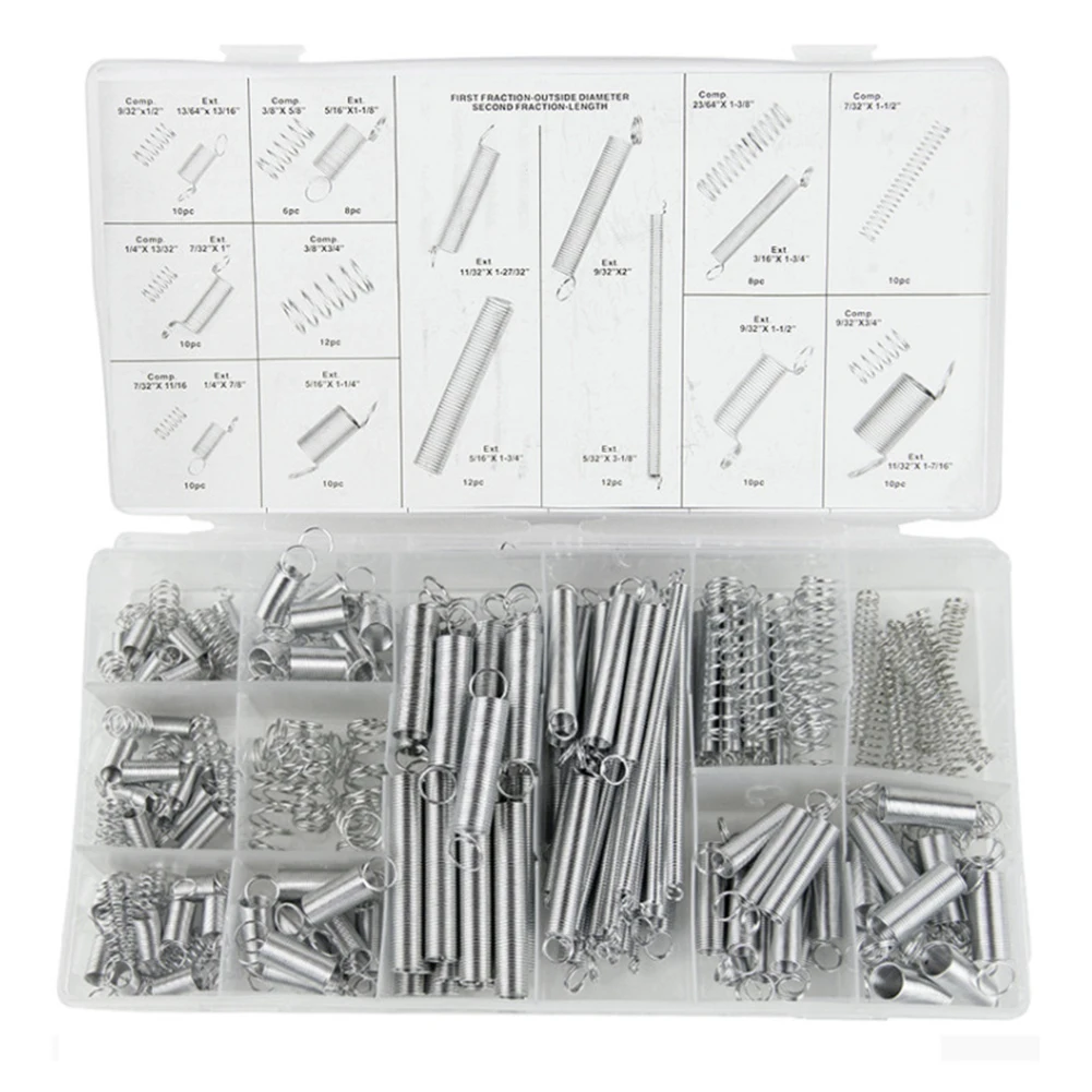 200 Pcs Tension Spring Set W/ Storage Box Extension Accessory Compression Coil Compression Springs Box Portable
200 Pcs Tension Spring Set W/ Storage Box Extension Accessory Compression Coil Compression Springs Box Portable