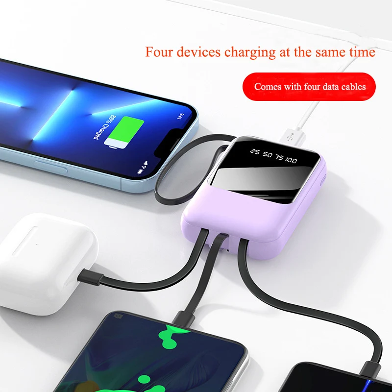 Mini Power Bank for iPhone 12 Huawei Samsung Xiaomi Poverbank with 4 Cables Portable External Battery Charger 20000mAh Powerbank
Mini Power Bank for iPhone 12 Huawei Samsung Xiaomi Poverbank with 4 Cables Portable External Battery Charger 20000mAh Powerbank