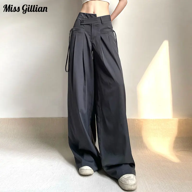 Vintage Suit Trousers Women Baggy Streetwear Outfits Straight Wide Leg Suit Pants Sporty Loose Low Waist Pants Summer Clothes
Vintage Suit Trousers Women Baggy Streetwear Outfits Straight Wide Leg Suit Pants Sporty Loose Low Waist Pants Summer Clothes