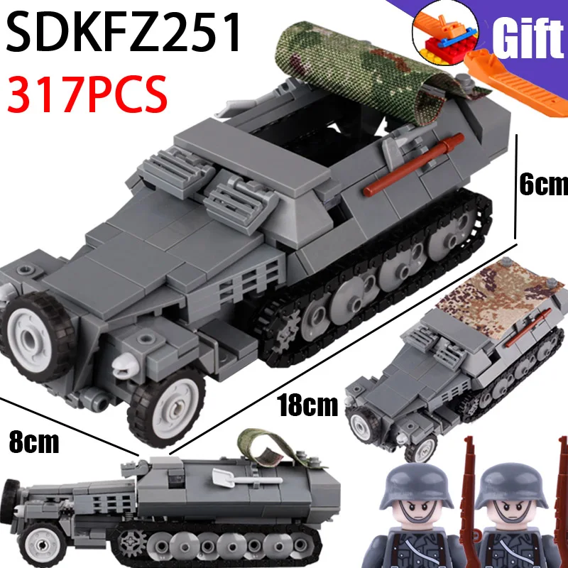 WW2 German Military SDKFZ251 Tank Building Blocks Personnel Carrier Soldier Figures Armored Vehicle Halftrack Weapons Bricks Toy
WW2 German Military SDKFZ251 Tank Building Blocks Personnel Carrier Soldier Figures Armored Vehicle Halftrack Weapons Bricks Toy