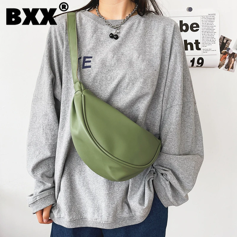 

[BXX] PU Leather Crossbody Shoulder Bag For Women 2023 New Fashion Female Solid Color Handbag Trendy Travel Casual Bags GF0325