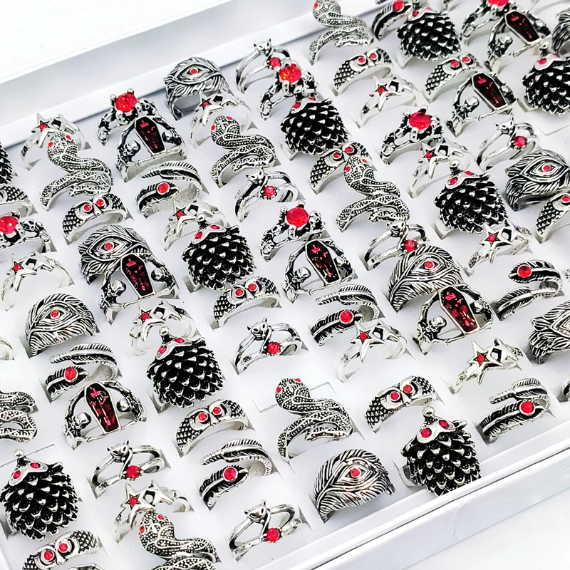 9Pcs/Lot Vintage Punk Red Zirconia Adjustable Rings for Men Women Mixed Snake Hedgehog Gothic Jewelry Gift Finger Ring Wholesale
9Pcs/Lot Vintage Punk Red Zirconia Adjustable Rings for Men Women Mixed Snake Hedgehog Gothic Jewelry Gift Finger Ring Wholesale