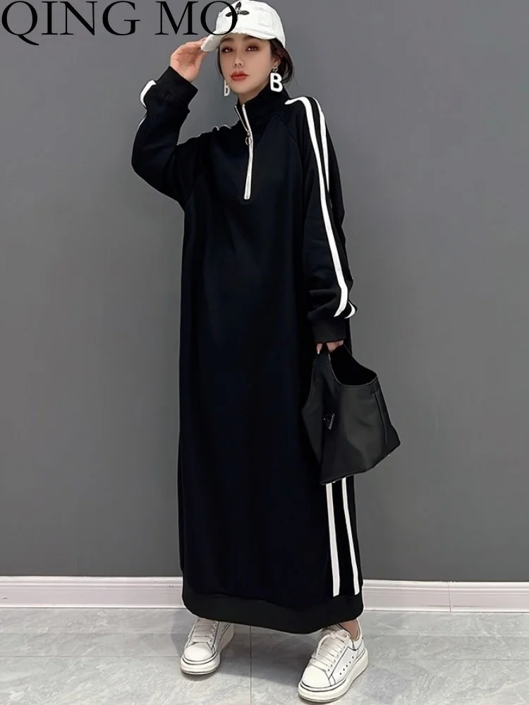 QING MO Woman Turtleneck Pullover Dress Loose Mid-length Stripe Leisure Age Reduction Dress Black 2023 Spring Autumn ZXF3140
QING MO Woman Turtleneck Pullover Dress Loose Mid-length Stripe Leisure Age Reduction Dress Black 2023 Spring Autumn ZXF3140