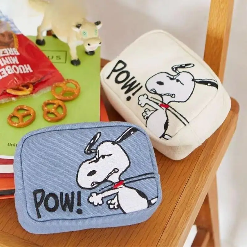 

Новая стильная мультяшная сумка для хранения Snoopy, милая портативная мини-сумка, клатч, сумка для помады, косметичка, кошелек для монет с вышивкой для студентов