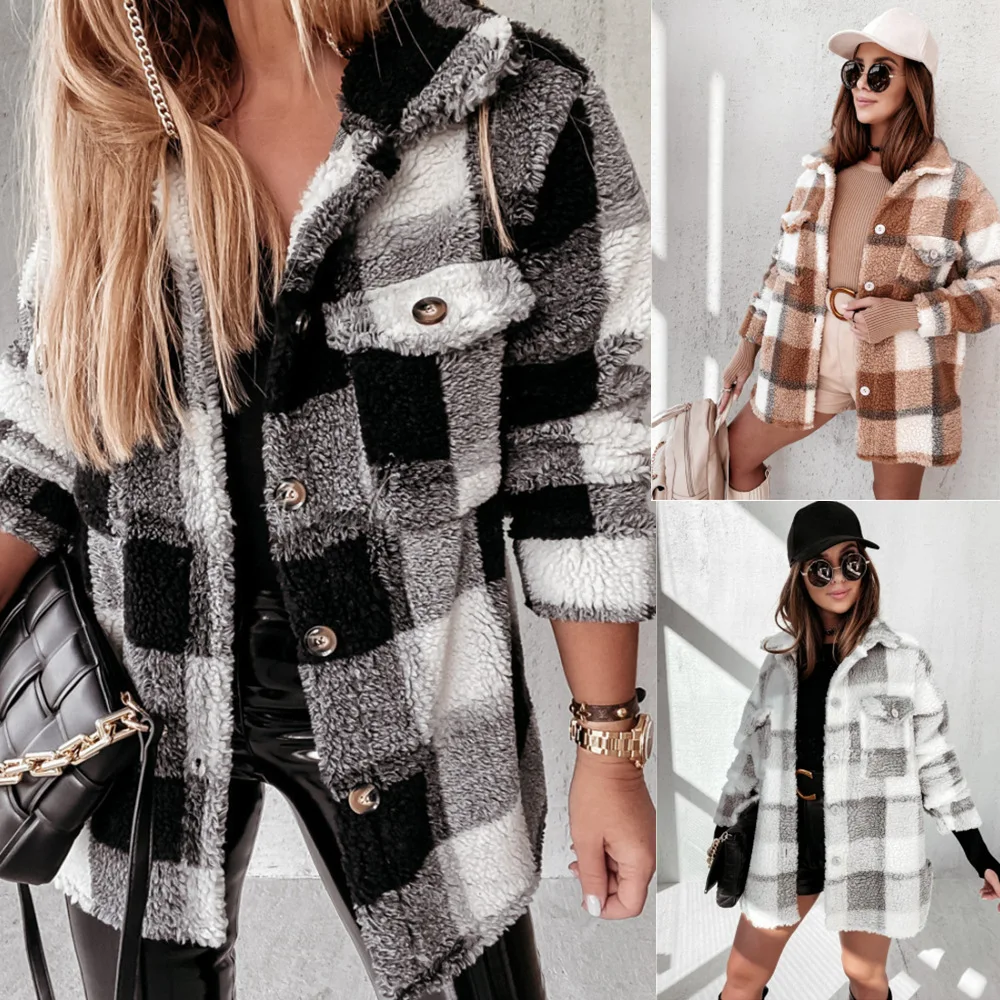 Women Winter Jacket Adults Button-down Long Sleeve Lapel Plaid Jackets with Pockets Warm Soft Stylish Cardigan
Women Winter Jacket Adults Button-down Long Sleeve Lapel Plaid Jackets with Pockets Warm Soft Stylish Cardigan