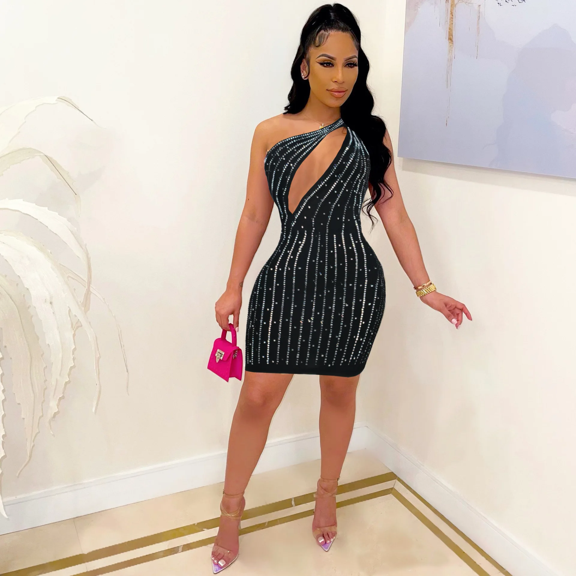 Wishyear 2022 Rhinestone Sparkle Black Night Club Dresses for Women Cut Out One Shoulder Backless Bodycon Mini Dress
Wishyear 2022 Rhinestone Sparkle Black Night Club Dresses for Women Cut Out One Shoulder Backless Bodycon Mini Dress