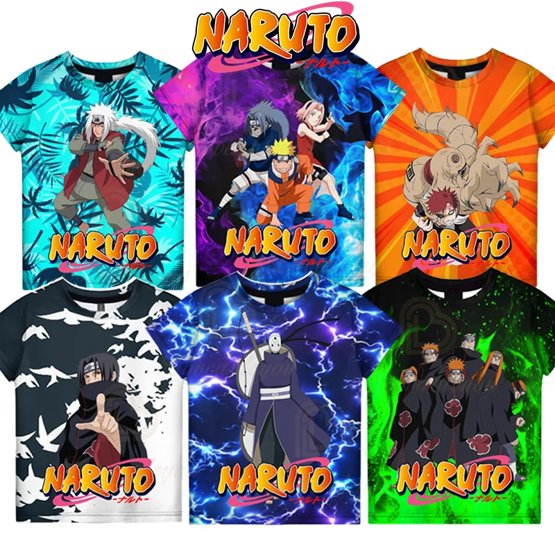 

Naruto T-shirt Akatsuki Sasuke Kakashi Cosplay Uchiha Itachi Anime Summer 3D Print Boys Tees Pullovers Tops Men Clothing
