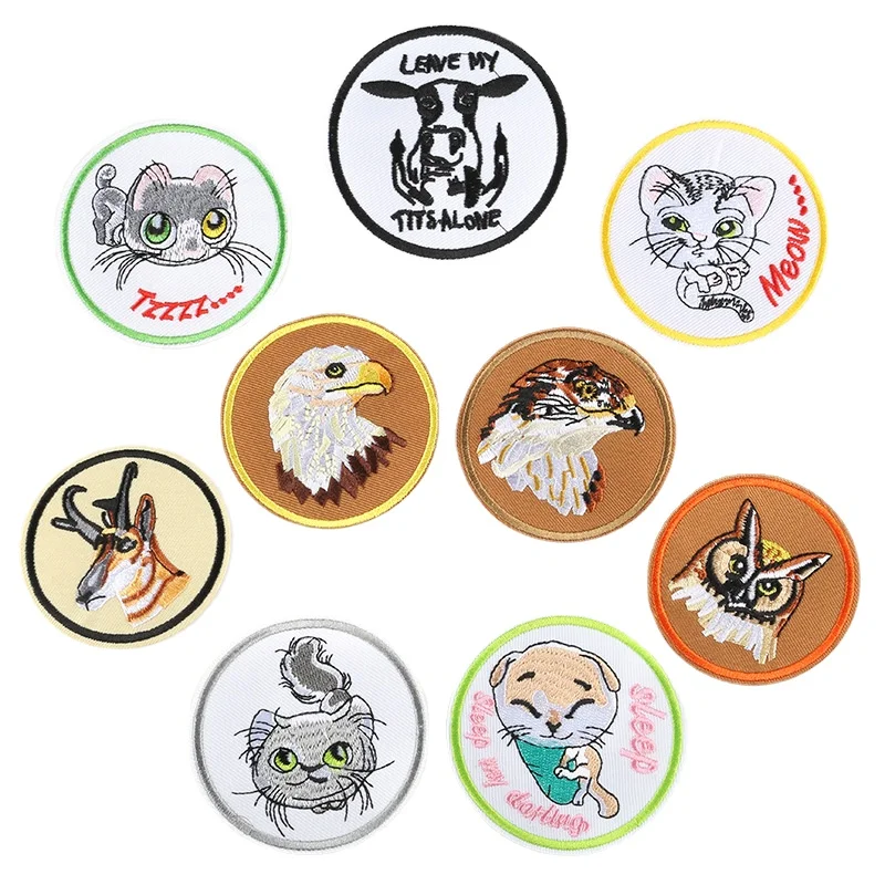 

30pcs/Lot Luxury Round Anime Embroidery Patch Letter Animal Fox Eagle Cat Clothing Decoration Accessory Craft Diy Applique