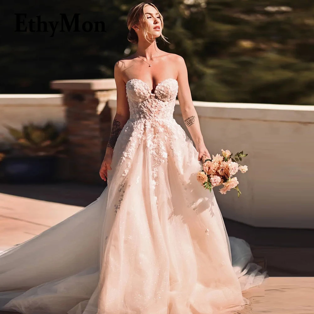 Ethymon Classic A-line Wedding Gown For Women Sweetheart Lace Appliques Sparkly Tulle Backless Vestidos De Novia Made To Order
Ethymon Classic A-line Wedding Gown For Women Sweetheart Lace Appliques Sparkly Tulle Backless Vestidos De Novia Made To Order