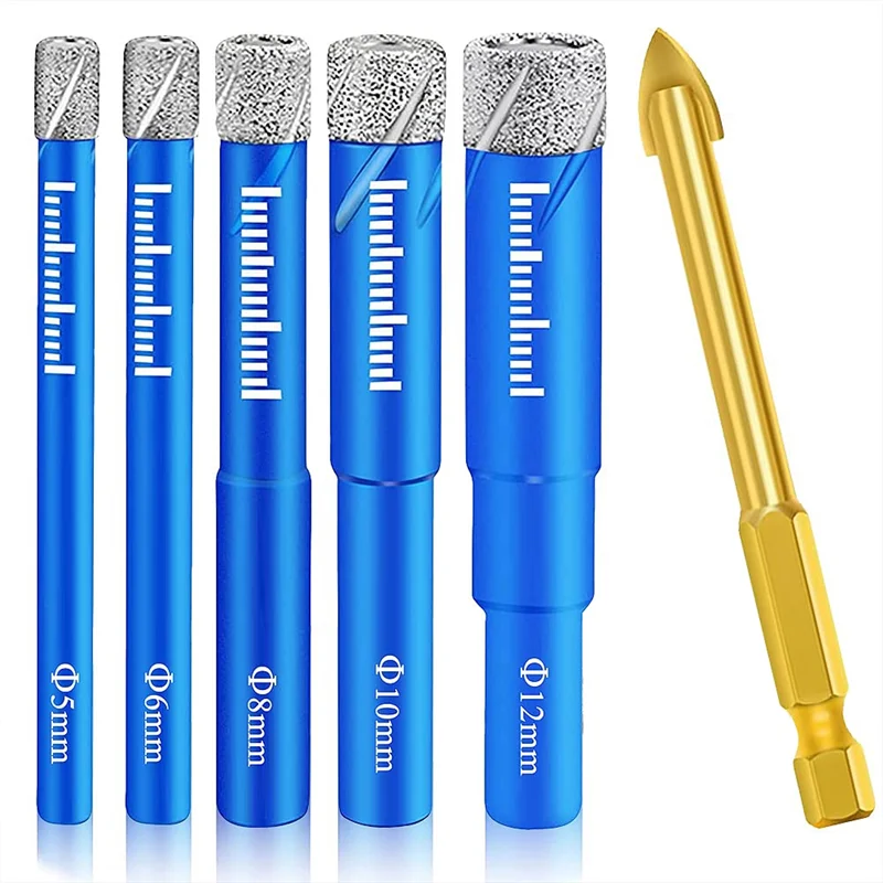 5Pcs Round Handle Dry Vacuum Brazed Diamond Drilling Hole Saw Dry Drill with 1Pcs Hex Tile Drill Bits for Ceramic Marble
5Pcs Round Handle Dry Vacuum Brazed Diamond Drilling Hole Saw Dry Drill with 1Pcs Hex Tile Drill Bits for Ceramic Marble