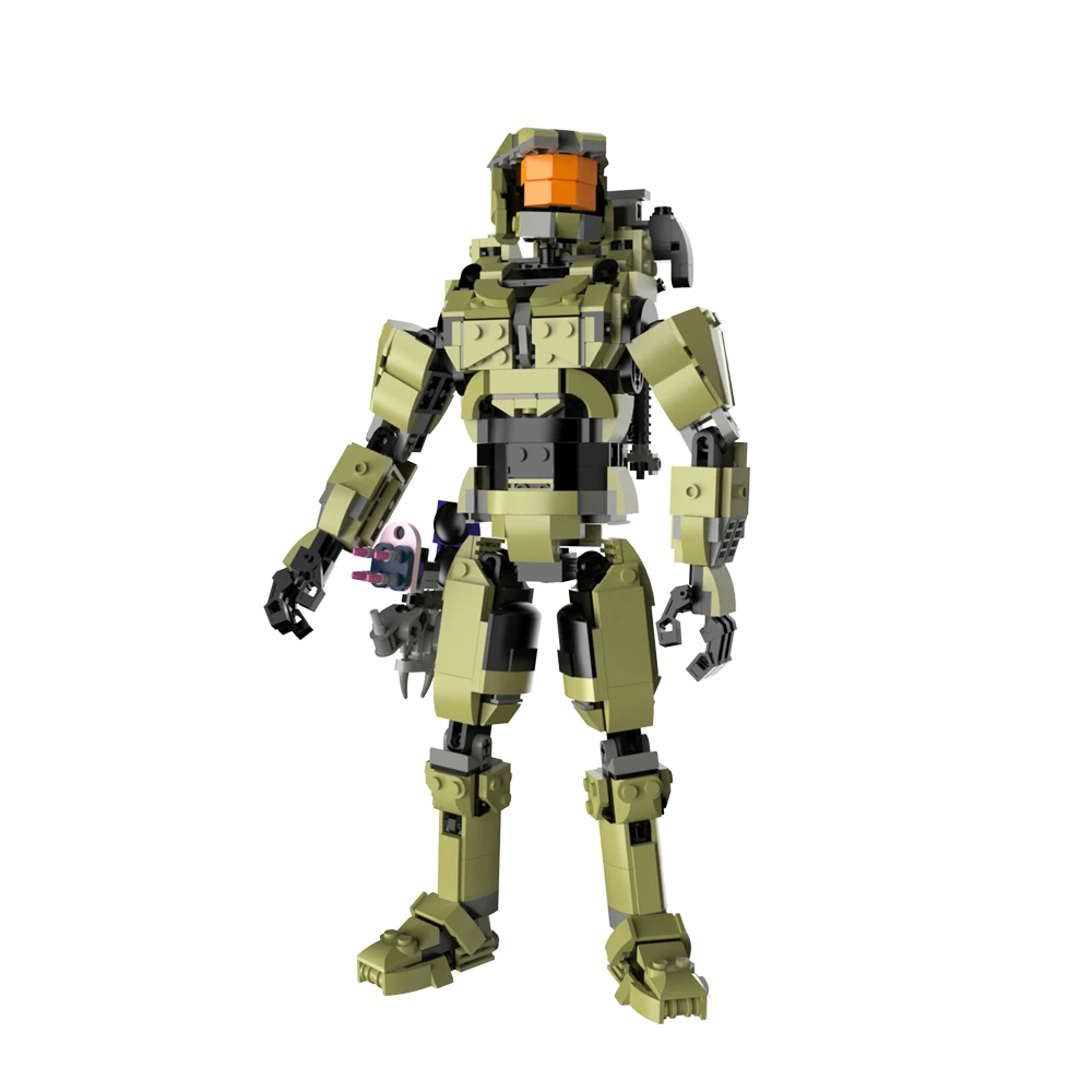 

MOC Shooting Game Master Chief John 117 Building Block Kit Military UNSC Naval Soldiers Brickheadz Figure Model DIY Kid Toy Gift