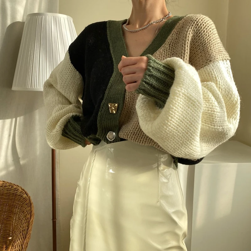 Spring Autumn Cropped Cardigan Sweater Knitted Women Patchwork Woman Cardigans Casual Kardigan Sweaters Ladies Cardigan Fashion
Spring Autumn Cropped Cardigan Sweater Knitted Women Patchwork Woman Cardigans Casual Kardigan Sweaters Ladies Cardigan Fashion