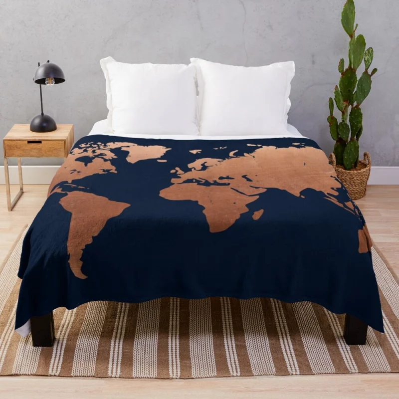 World map - Navy blue and copper Throw Blanket Furry Blankets
World map - Navy blue and copper Throw Blanket Furry Blankets