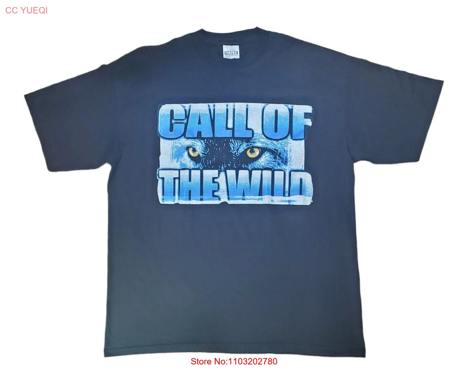 Мужская Винтажная Футболка вызов дикой природы S/S 2XL черный волк глаза талтекс