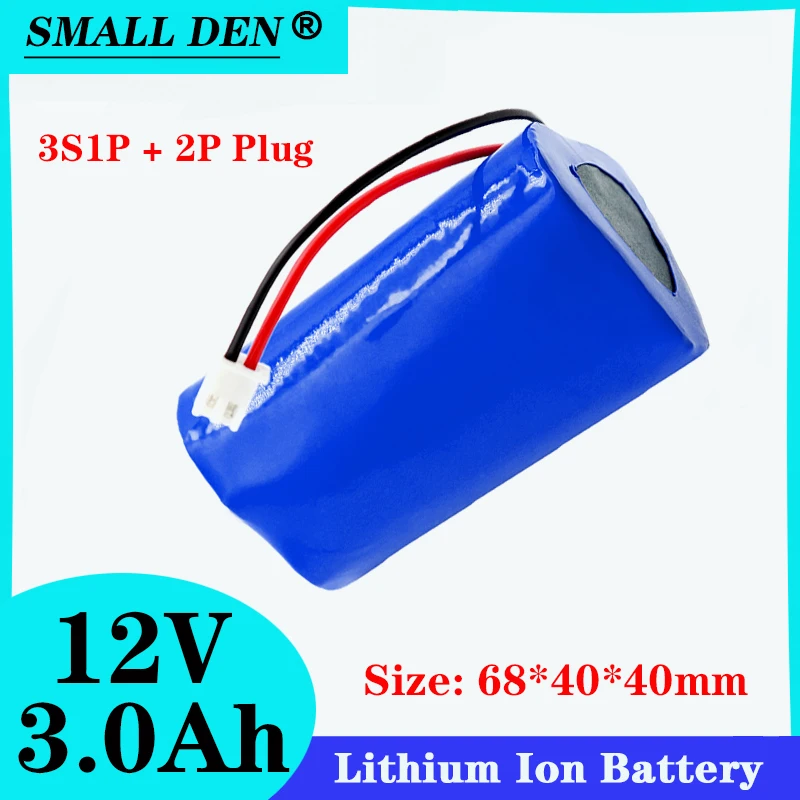12V 3A 18650 lithium battery pack 3S1P 3000mAh built-in BMS, Bluetooth speaker,flashlight, GPS, fascia gun, rechargeable battery
12V 3A 18650 lithium battery pack 3S1P 3000mAh built-in BMS, Bluetooth speaker,flashlight, GPS, fascia gun, rechargeable battery