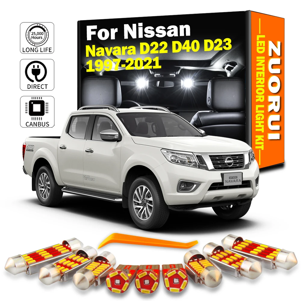 

ZUORUI Canbus Car LED Interior Dome Map Light Kit For Nissan Navara D22 D40 D23 1997-2016 2017 2018 2019 2020 2021 Led Bulbs