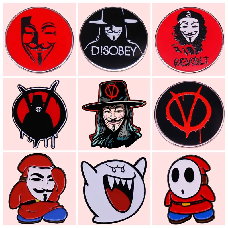 Cartoon Guy V For Vendetta Enamel Brooch Pins Badge Lapel Pin Brooches Alloy Metal Fashion Jewelry Accessories
Cartoon Guy V For Vendetta Enamel Brooch Pins Badge Lapel Pin Brooches Alloy Metal Fashion Jewelry Accessories