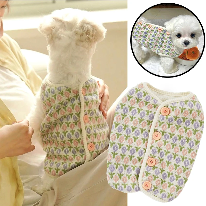 Knitted Flower Puppy Vest Small Dog Jacket Winter Cat Vest INS Warm Pet Sweater Dog Clothes For Small Dogs Buttons Chihuahua
Knitted Flower Puppy Vest Small Dog Jacket Winter Cat Vest INS Warm Pet Sweater Dog Clothes For Small Dogs Buttons Chihuahua