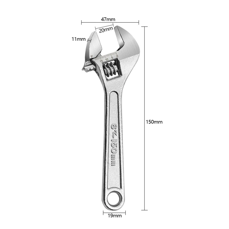 6"/150mm Adjustable Spanner Multifunctional Pipe Wrench 18mm Wide Opening Jaw Deformed Steel Bar Manual Repair Tool
6"/150mm Adjustable Spanner Multifunctional Pipe Wrench 18mm Wide Opening Jaw Deformed Steel Bar Manual Repair Tool