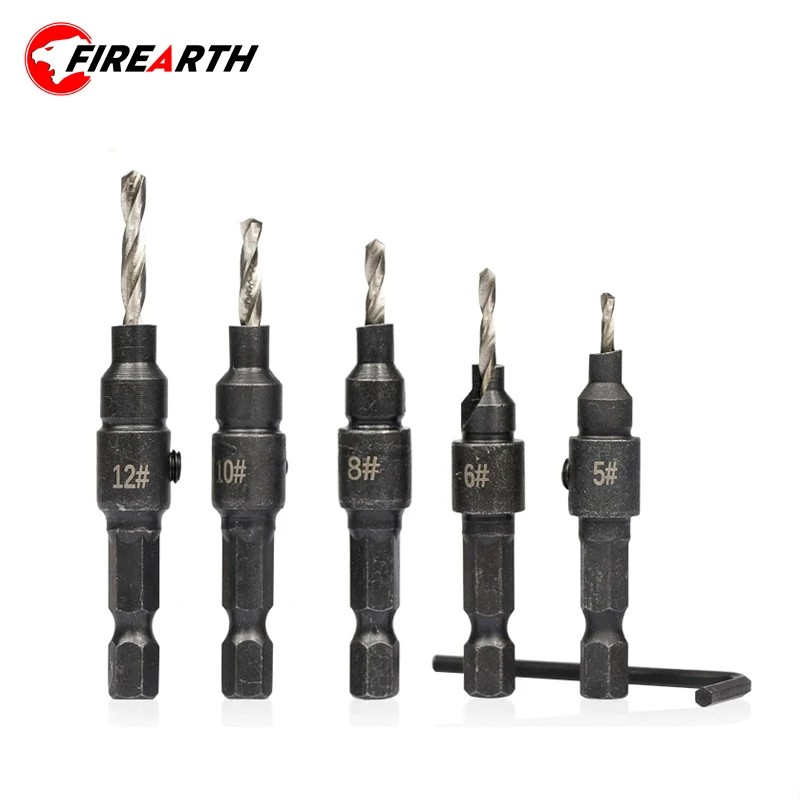 6PCS 5/6/8/10/12 Countersink Drill Bit Set 1/4'' Screw Hole Core Drill Bit Woodworking Drill Bit Hex Shank HSS Hole Cutter
6PCS 5/6/8/10/12 Countersink Drill Bit Set 1/4'' Screw Hole Core Drill Bit Woodworking Drill Bit Hex Shank HSS Hole Cutter