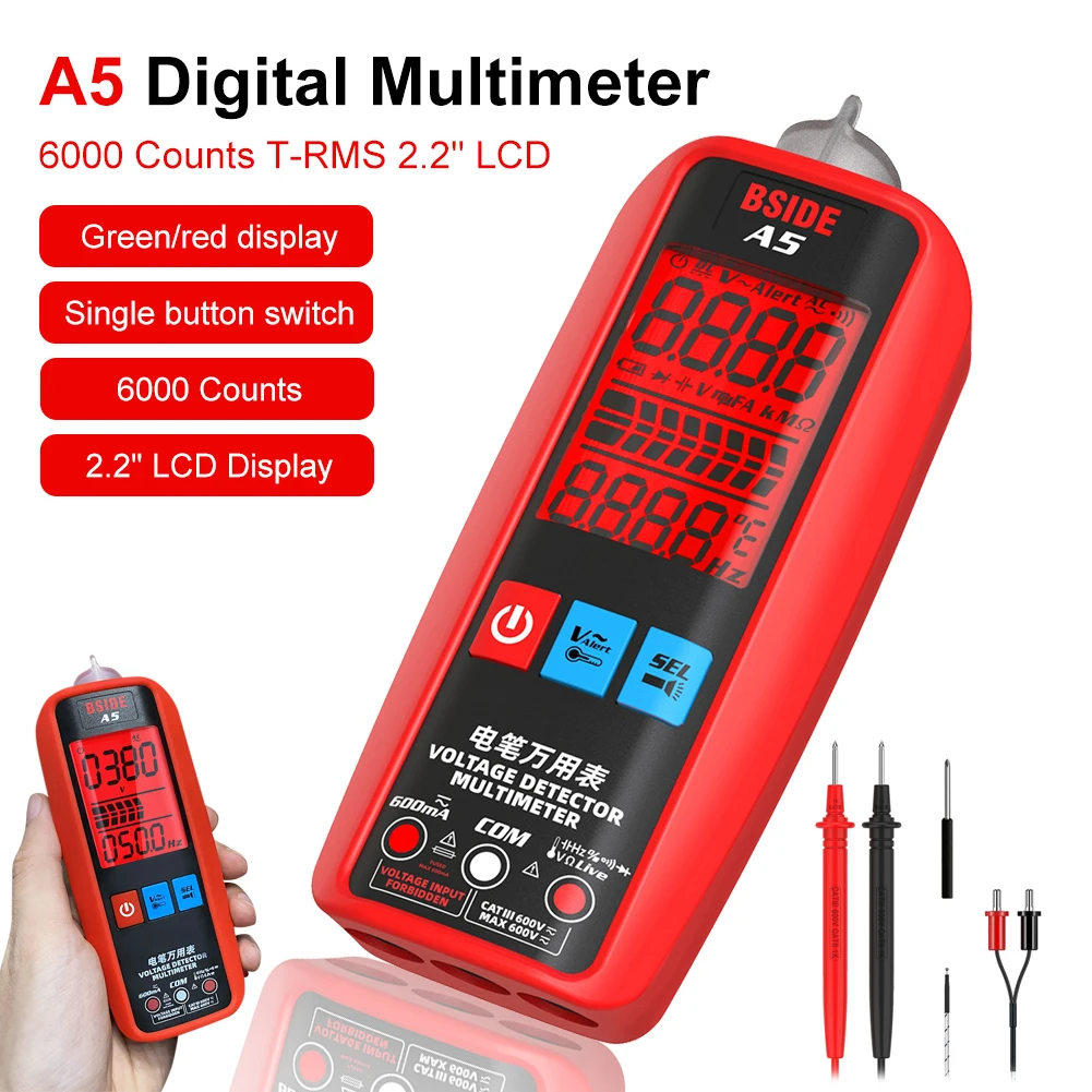 Professional Smart Multimeter Voltmeter Current VFC Voltage Tester With Digital Diode Ohm Hz V-Alert Live Wire DMM DetectMeter
Professional Smart Multimeter Voltmeter Current VFC Voltage Tester With Digital Diode Ohm Hz V-Alert Live Wire DMM DetectMeter