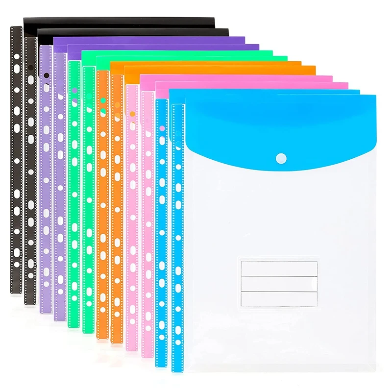 12 Pack A4 Punched Pockets Plastic Wallets - 11 Holes Expandable Binder Pocket Envelope File Folders
12 Pack A4 Punched Pockets Plastic Wallets - 11 Holes Expandable Binder Pocket Envelope File Folders