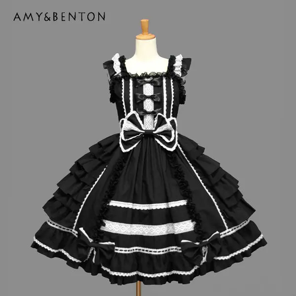 

Japanese Lolita Sweet Princess Dress Women Court Style Cos Ball Gown Lace Ruffled Party Formal Dresses Spring Summer Pettiskirt