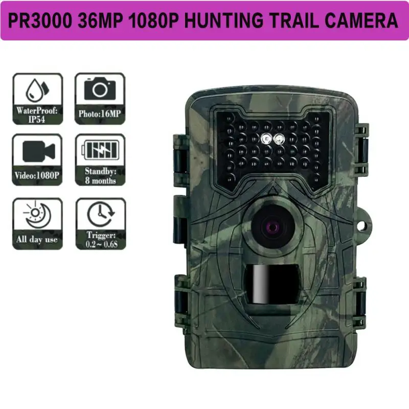 PR3000 36mp Camera 1080P Infrared Tracking Camera Multifunctional Outdoor Hunting Animal Surveillance Camera IP54 Waterproof Cam
PR3000 36mp Camera 1080P Infrared Tracking Camera Multifunctional Outdoor Hunting Animal Surveillance Camera IP54 Waterproof Cam