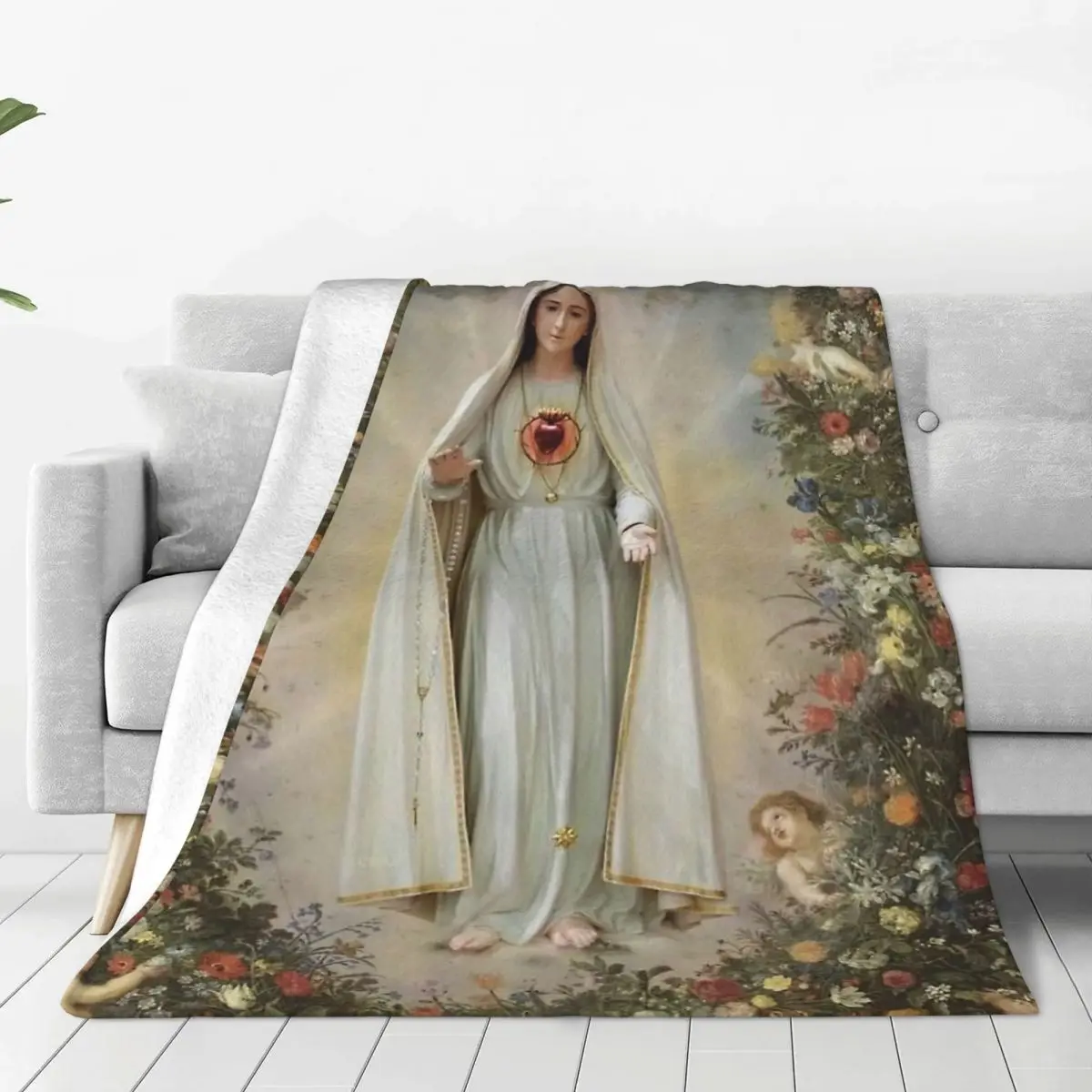 

Virgin Mary Immaculate Heart Of Mary Flannel Fleece Blanket For Kids Teens Adults Soft Cozy Warm Fuzzy